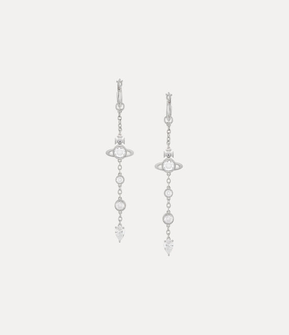 Shop Vivienne Westwood Phaedra Long Earrings In Platinum-white-cz