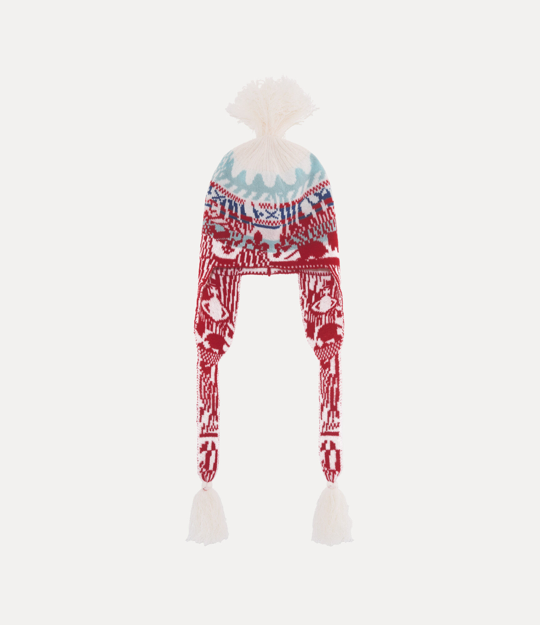 帽子 VivienneWestwood knit hat with ear flaps Vivienne Westwood Flap Knit Hat cap orb logo gray white