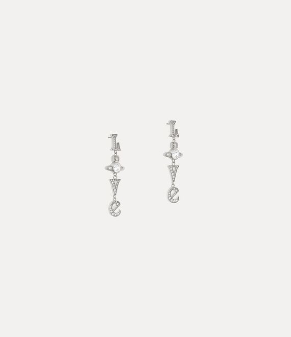 Roderica Long earrings in PLATINUM-WHITE-CZ | Vivienne Westwood®