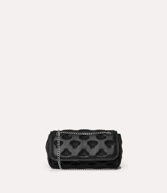 Vivienne Westwood Chain Crossbody Purse Multi Orb Soft Pu Black