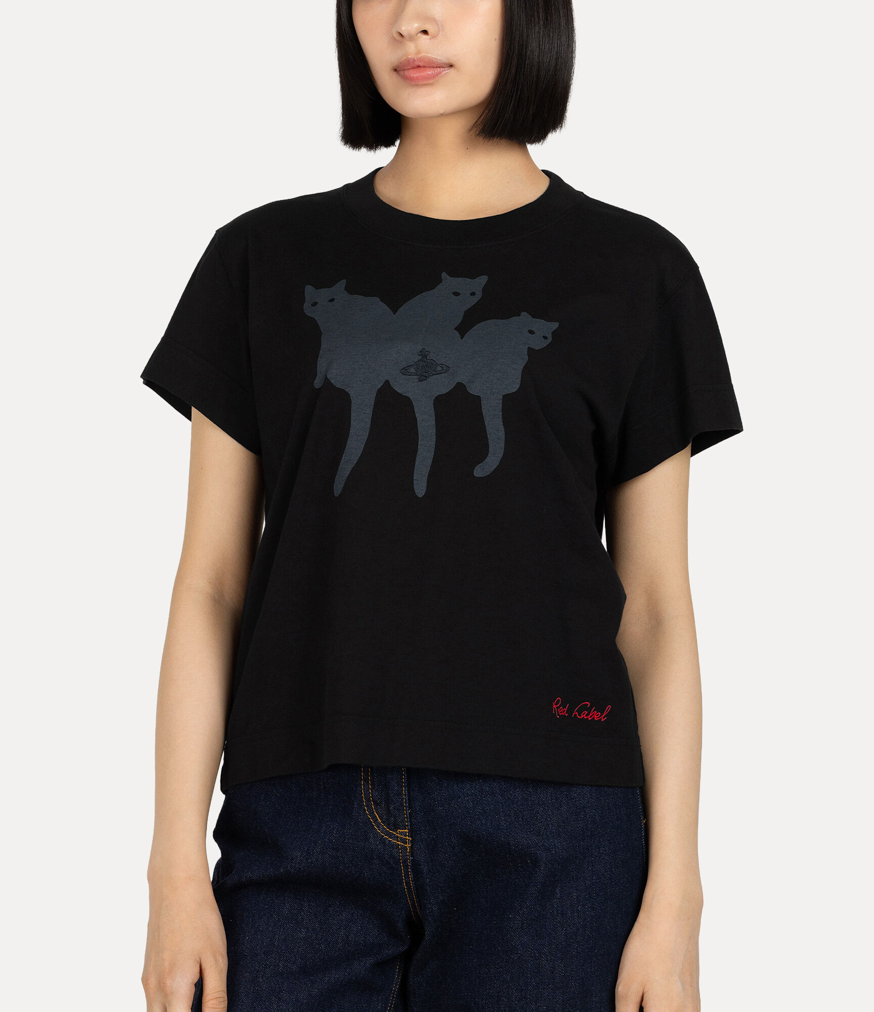 Cat Print Boy's Short T-shirt in BLACK | Vivienne Westwood®