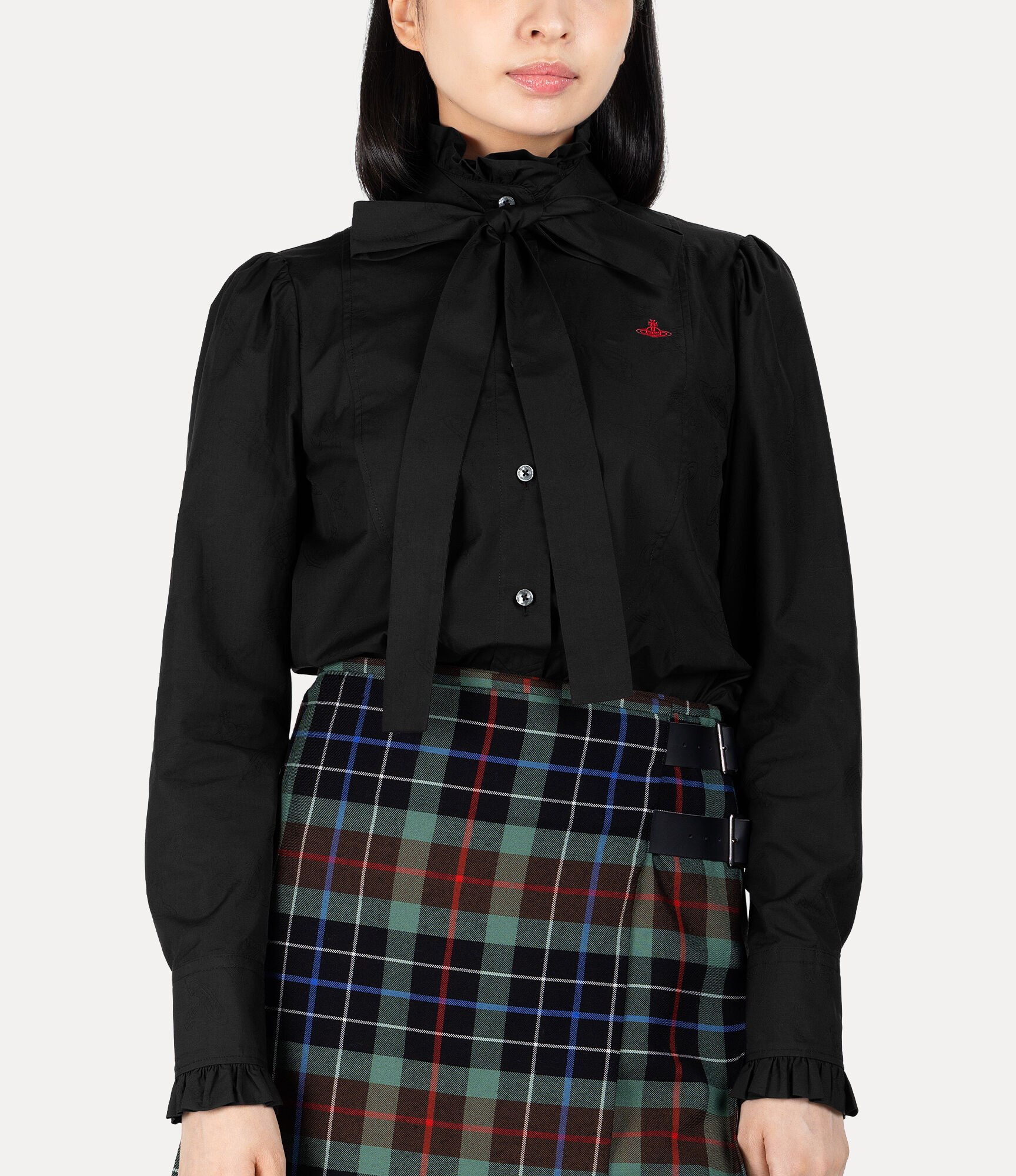 Orb Jacquard Frill Bow Shirt  large image number 4