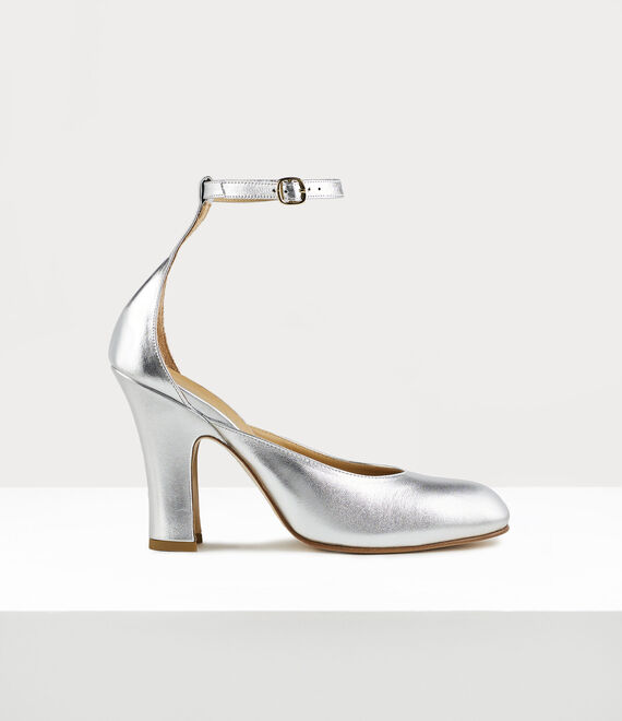 Vivienne Westwood Tart Shoe In Silver-laminato