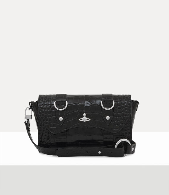 Vivienne Westwood Kimmy Crossbody Emboss Croc Leather Black