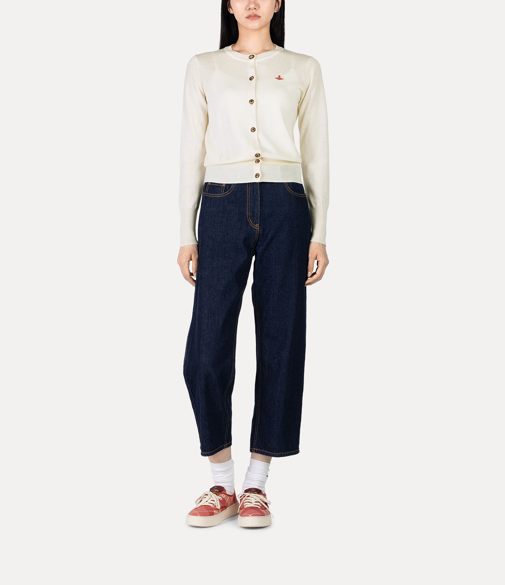 Fine Wool Basic Crew Cardigan  large image number 2