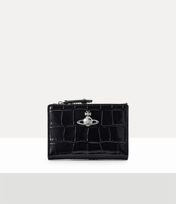 Vivienne Westwood Slim Flap Card Holder Emboss Croc Leather Black One Size Women