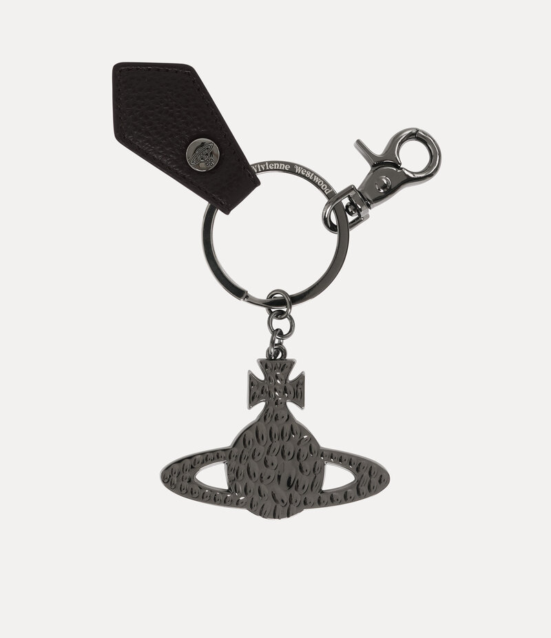 Vivienne Westwood Hammered Orb Keyring in Blackpu Grain