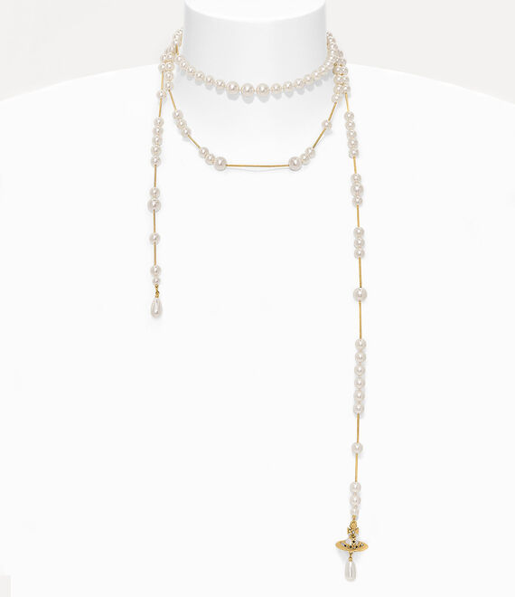 Vivienne Westwood Broken Pearl Necklace In Gold-pearl-multi