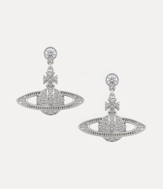 Mini Bas Relief Drop Earrings in PLATINUM-CRYSTAL-Crystal