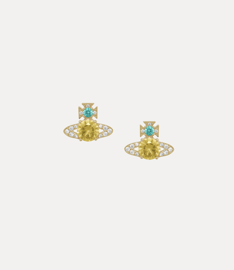Vivienne Westwood Ismene Earrings in Gold Light Turquiose Light Yellow White Cz