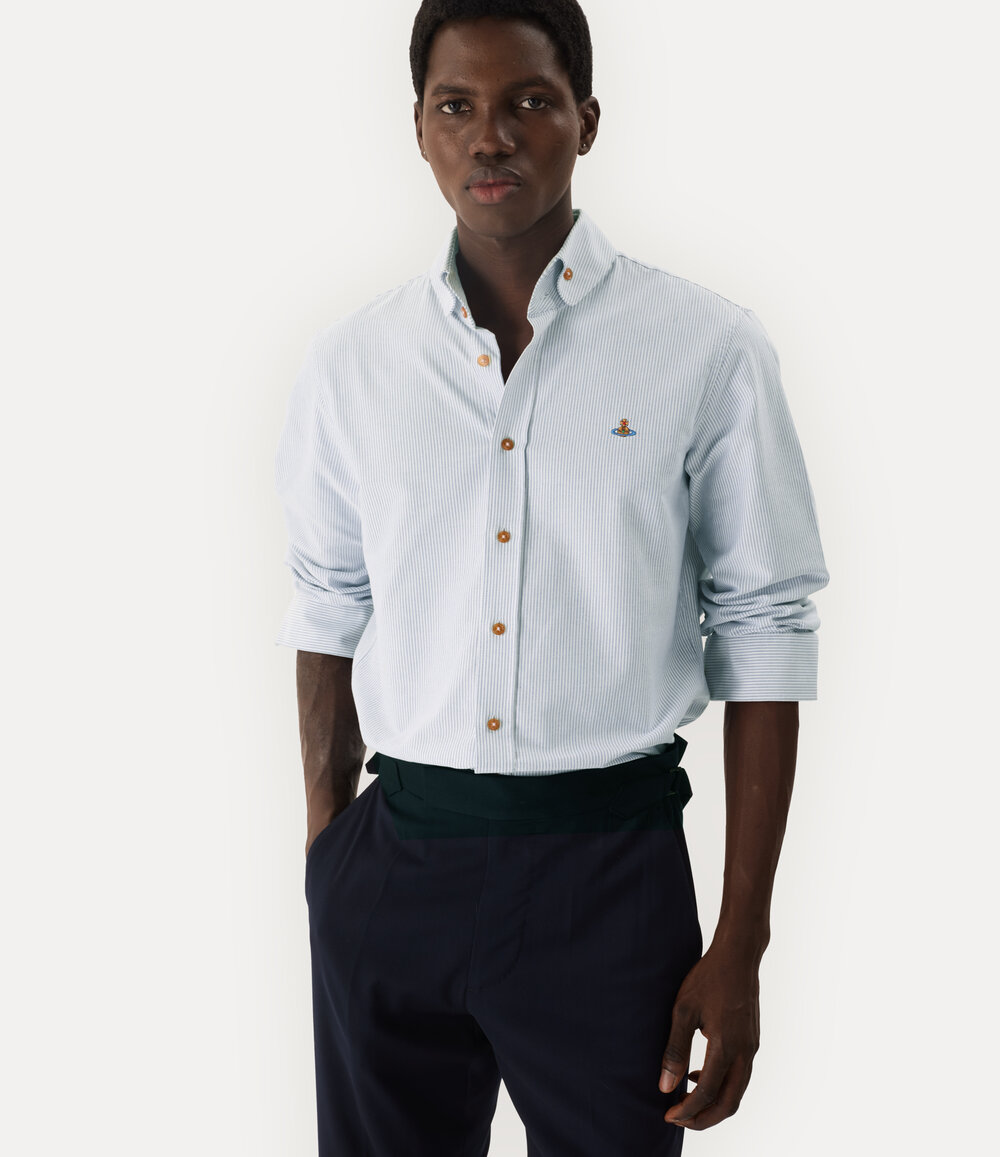 Vivienne Westwood Two Button Krall Shirt in Ink Stripe, view 4