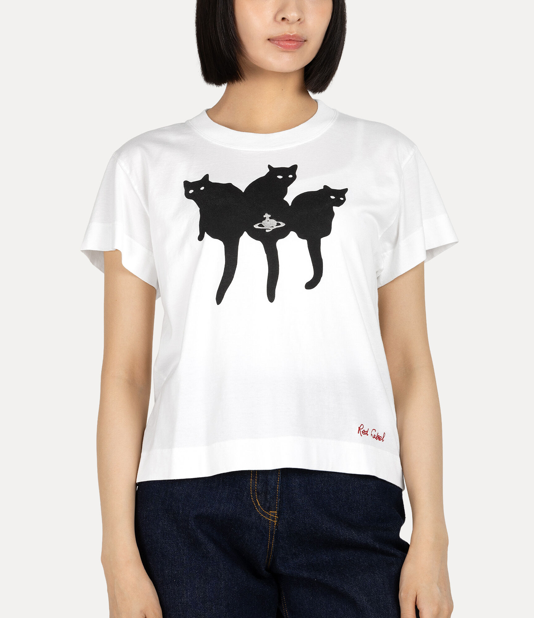 Cat Print Boy's Short T-shirt in WHITE | Vivienne Westwood®