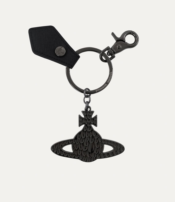 Vivienne Westwood Saffiano Hammered Orb Gunmetal Keyring Metal Black One Size Unisex