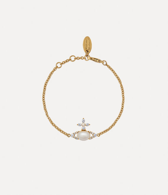 Vivienne Westwood Ada Bracelet In Gold-white-cz-creamrose-pearl