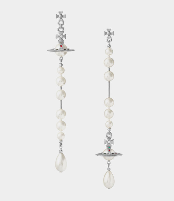 Vivienne Westwood Broken Pearl Earrings In Platinum-pearl-multi
