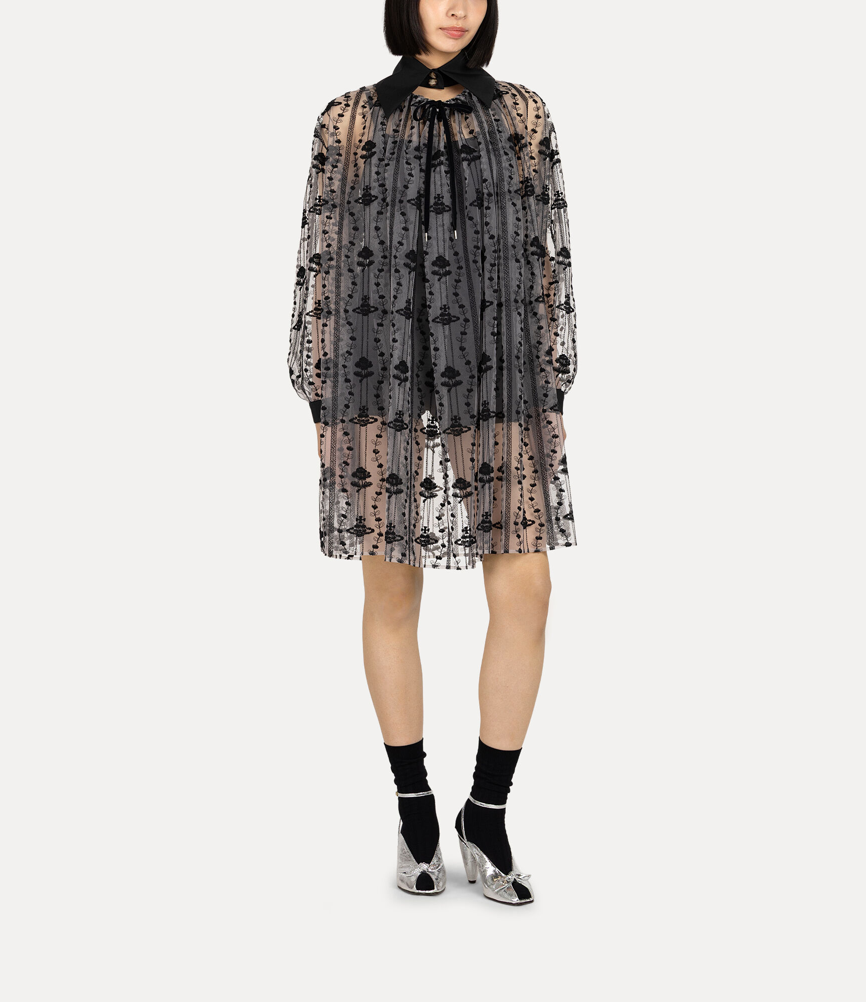 Flower orb Tulle Embroidery ドレス - ブラック | Vivienne Westwood®