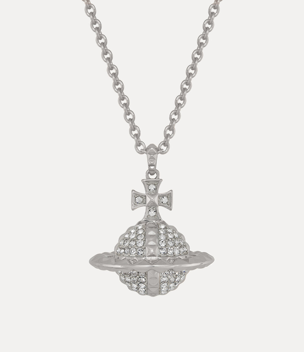 Vivienne Westwood Mayfair Large Orb Pendant Necklace in Rhodium Crystal Crystal