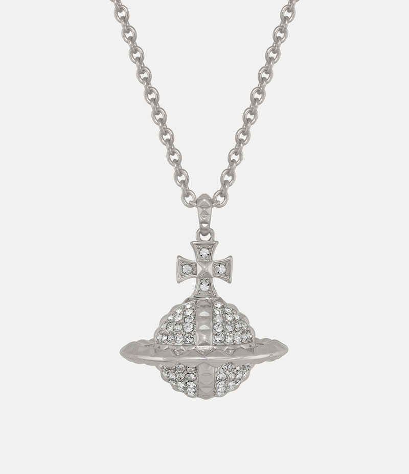 Vivienne Westwood Mayfair Large Orb Pendant Necklace in Rhodium Crystal Crystal