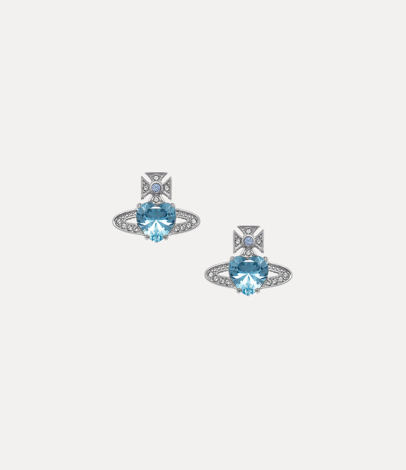 Vivienne Westwood Ariella Earrings in Platinum Aquamarine Cz Light Sapphire Black