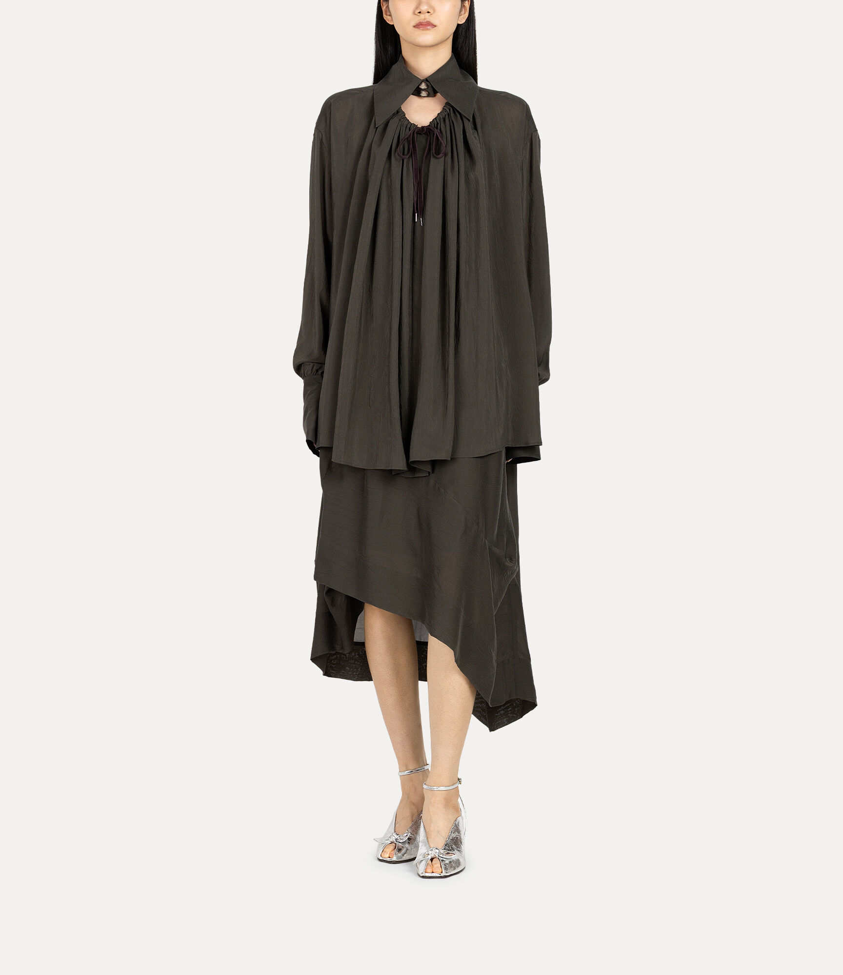 Vivienne Westwood 額縁　長袖　 ブラウス Gathered Volume Blouse in GREEN | Vivienne Westwood®