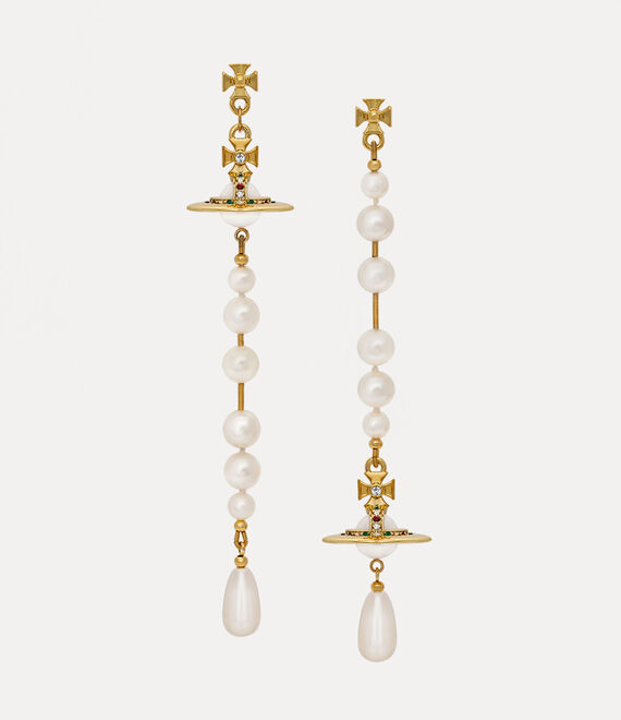 Vivienne Westwood Beaded Pendant Earrings In Gold