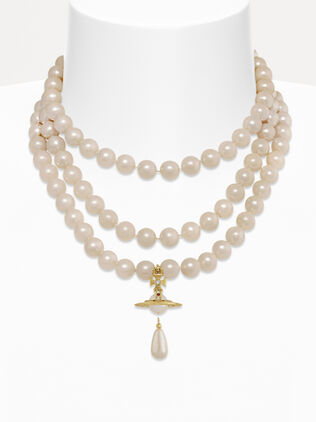 Three Row Pearl Drop Choker