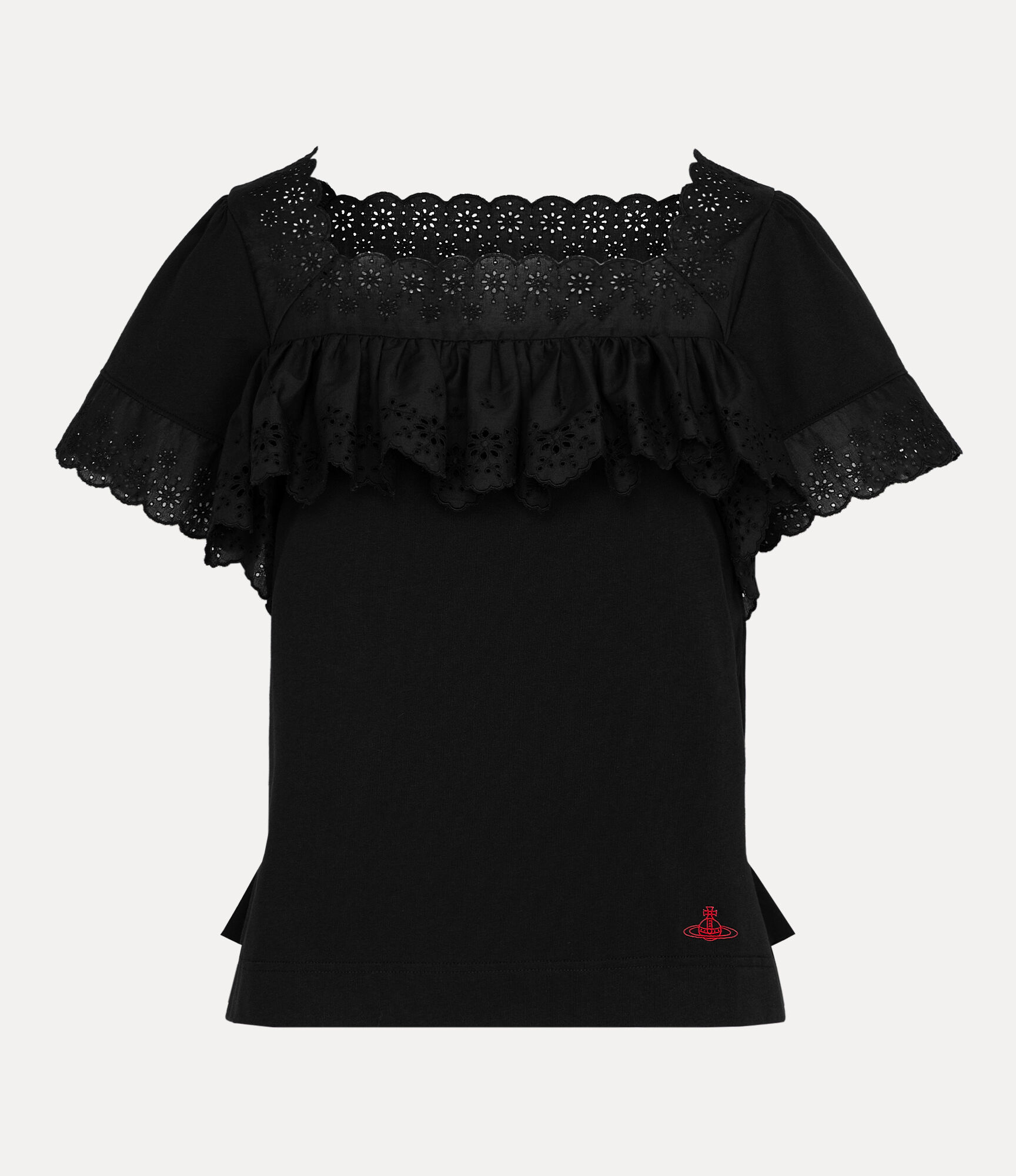 Dry Cotton Jersey Frill Lace Top in BLACK | Vivienne Westwood®