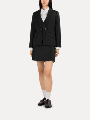 Gabardine Pleat Mini Skirt 