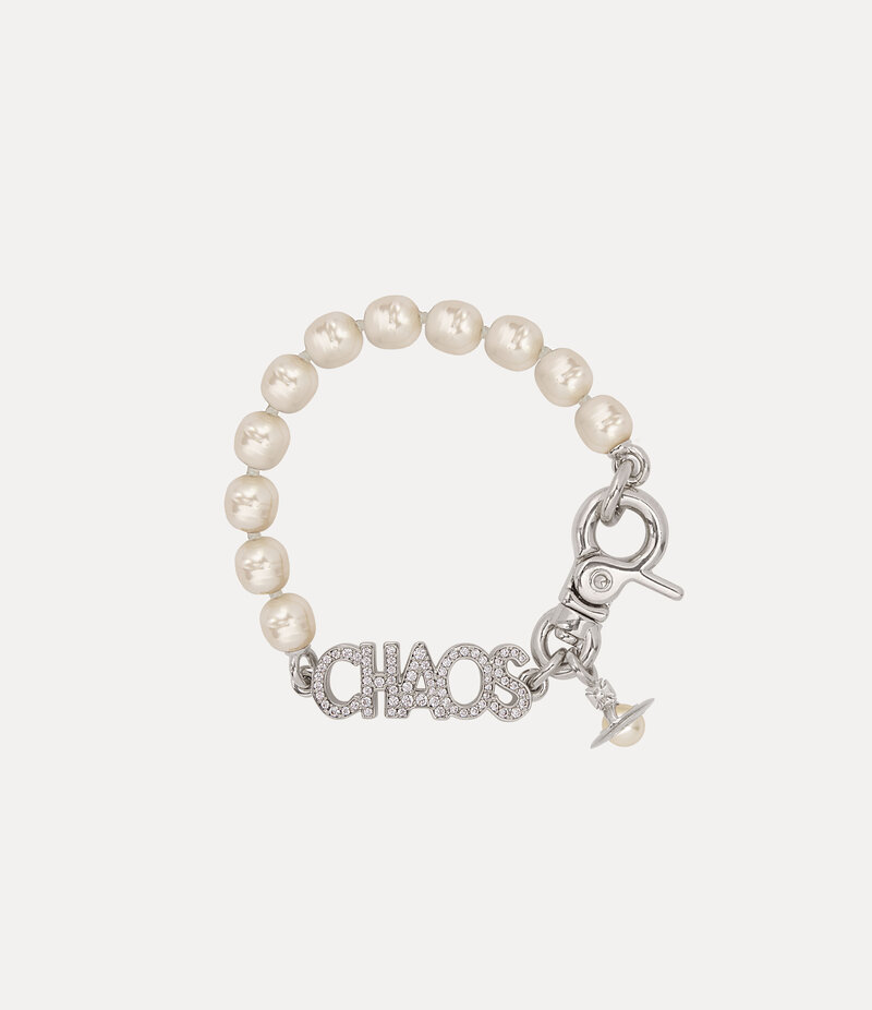 Vivienne Westwood Chaos Pearl Bracelet -Platinum-white-cz-creamrose-pearl -Platinum-white-cz-creamrose-pearl