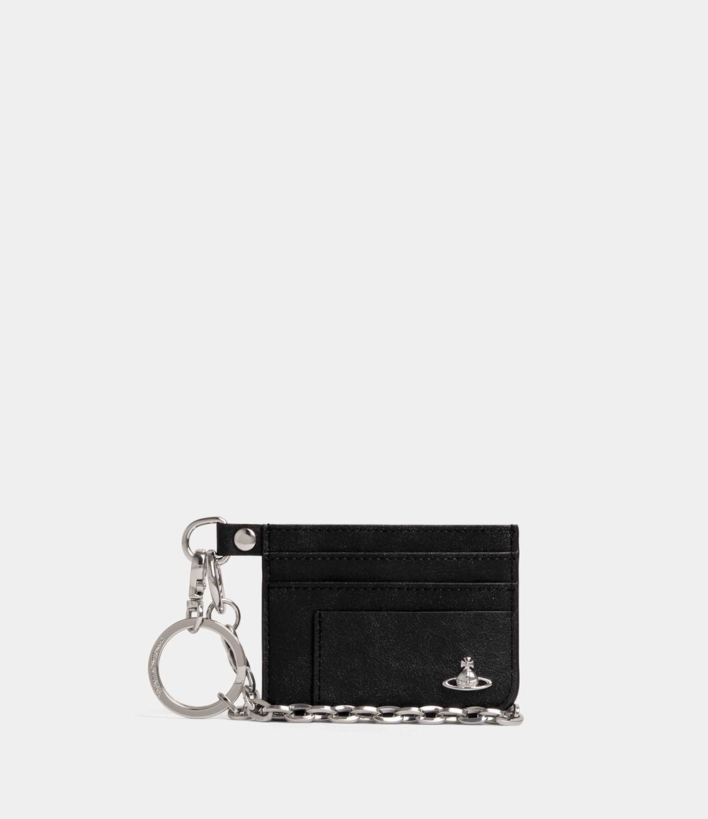 Vivienne Westwood Flat Chain Card Holder in Off Black