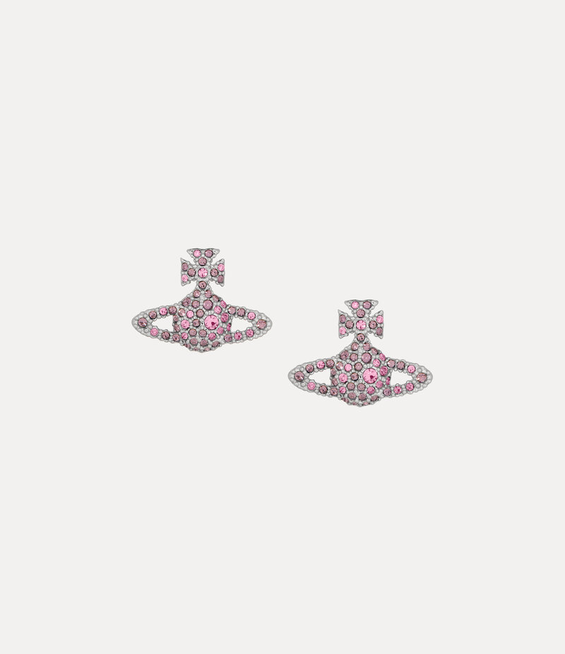 Vivienne Westwood Grace Bas Relief Stud Earrings in Platinum Iris Light Amethyst Light Rose Crystal