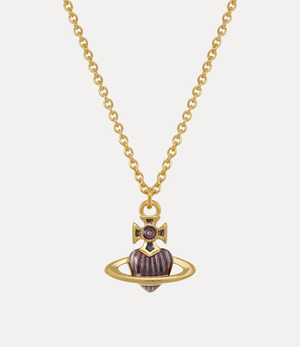 Vivienne Westwood Fabianna Bas Relief Pendant Necklace in Gold Transparent Violet Enamel