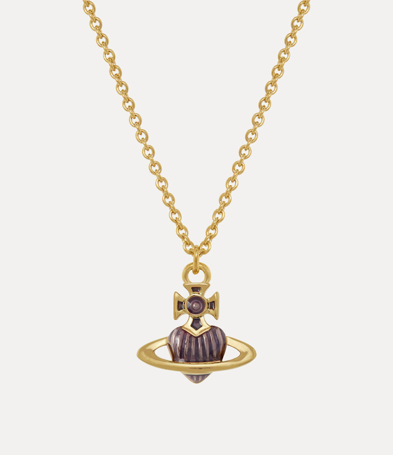 Vivienne Westwood Fabianna Bas Relief Pendant Necklace in Gold Transparent Violet Enamel