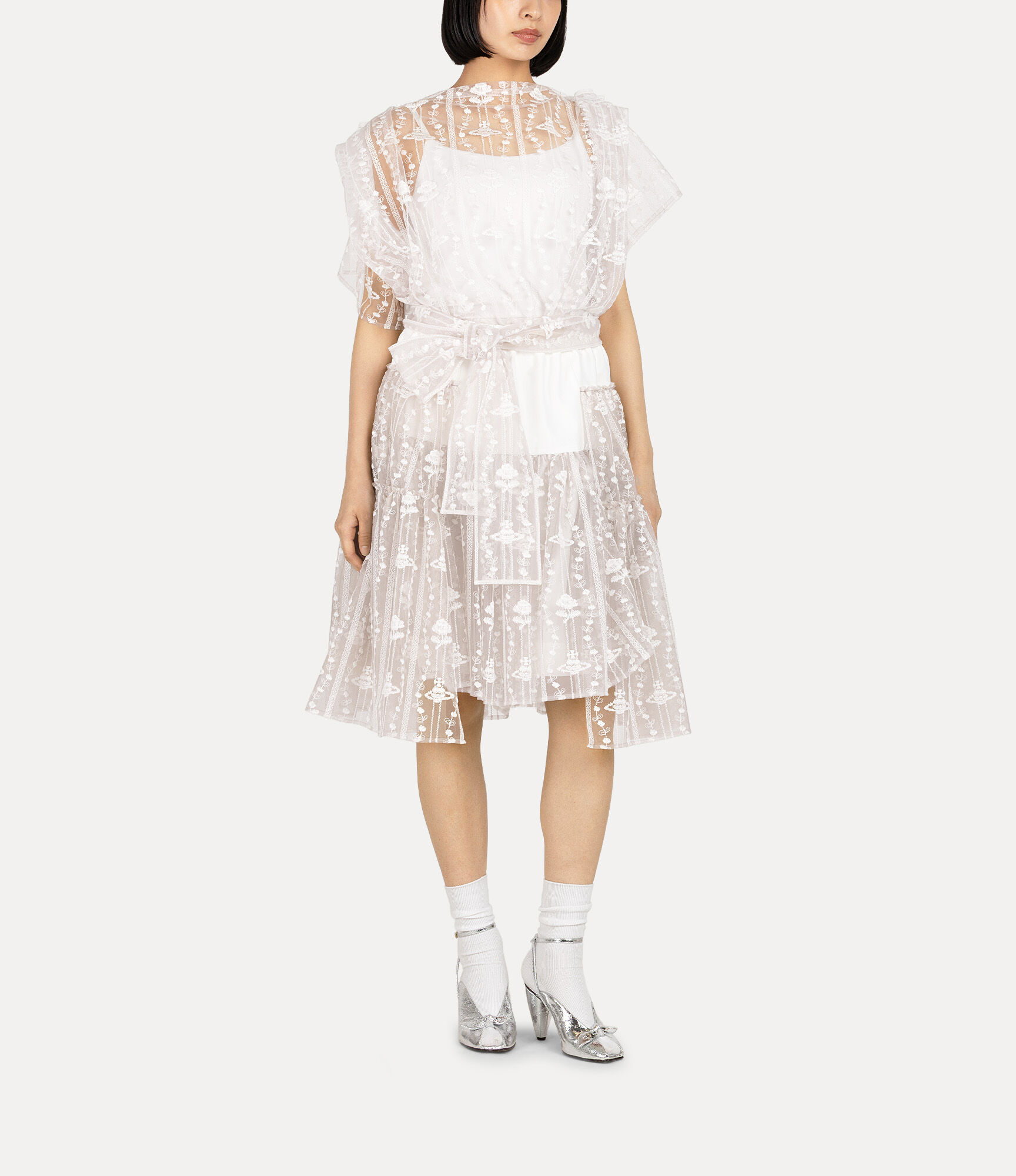 Flower Orb Tulle Embroidery Blouse in WHITE | Vivienne Westwood®