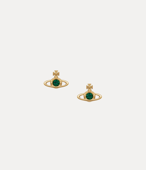 Vivienne Westwood Nano Solitaire Earrings In Gold-emerald-crystal