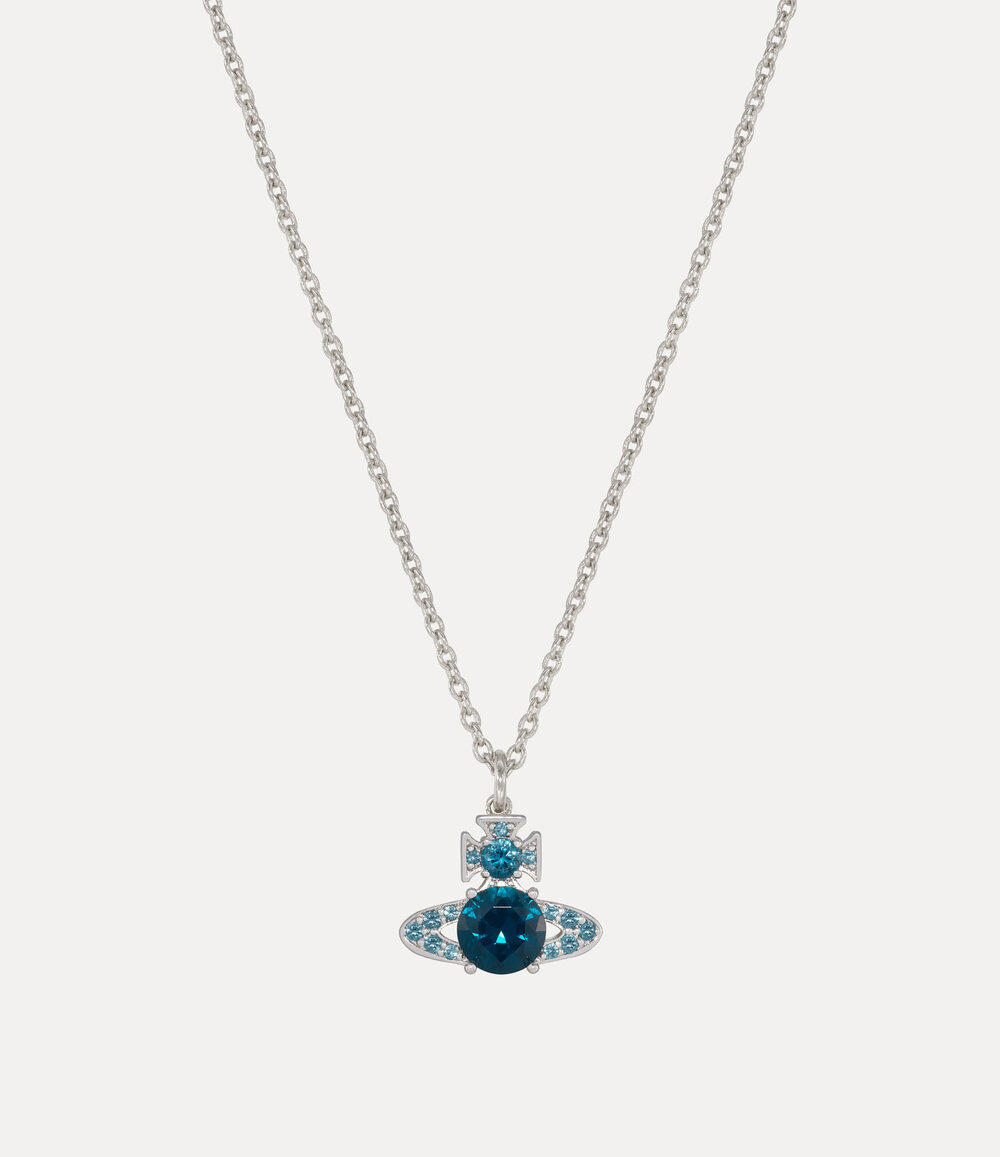 Vivienne Westwood Ismene Pendant Necklace in Platinum Dark Blue Cz