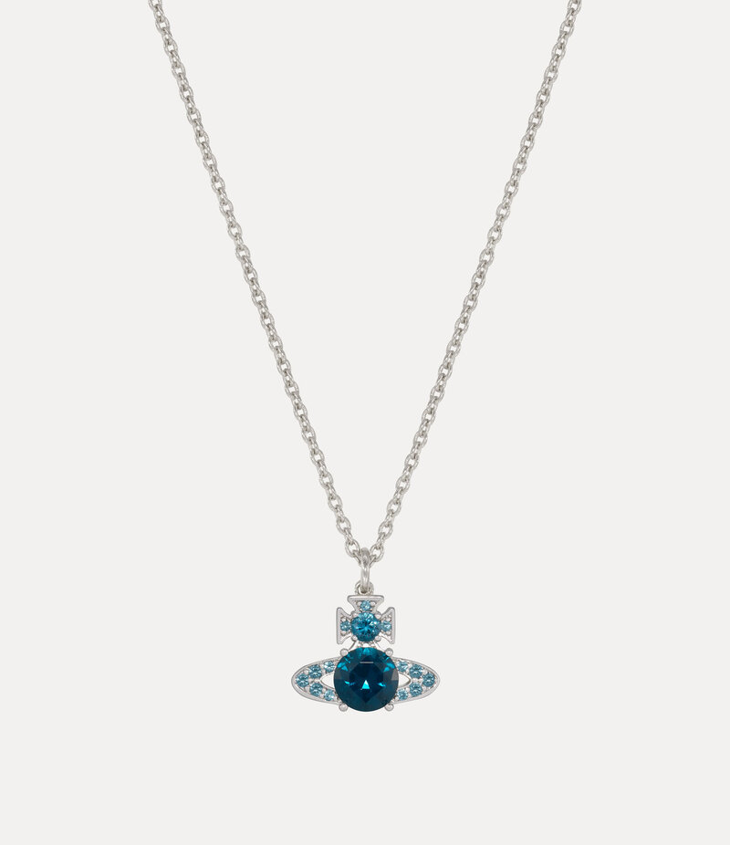 Vivienne Westwood Ismene Pendant Necklace in Platinum Dark Blue Cz
