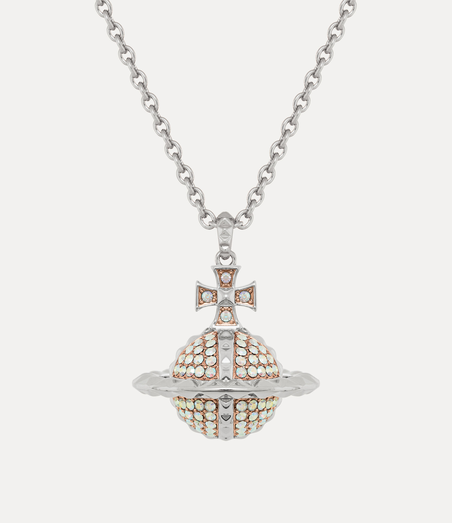 Vivienne Westwood Mayfair Large Orb Pendant Necklace -Rhodium-pink-gold-crystal-ab-crystal -Rhodium-pink-gold-crystal-ab-crystal Women