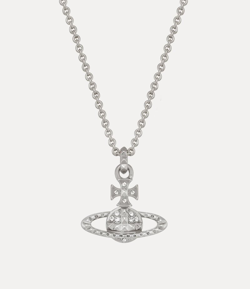 Vivienne Westwood Mayfair Bas Relief Pendant Necklace in Rhodium Crystal Crystal