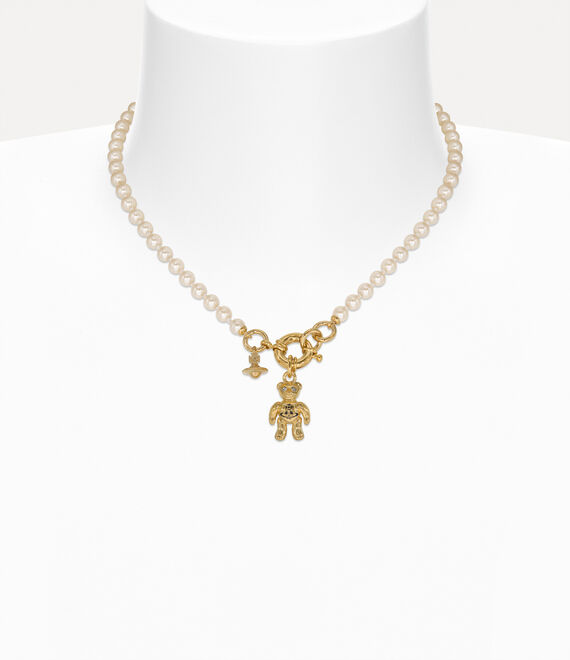Vivienne Westwood Ruby Pearl Necklace Gold-black-diamond-crystal-black-enamel-creamrose Gold-black-diamond-crystal-bla