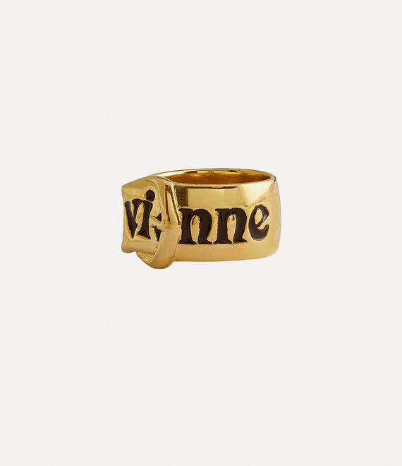 Vivienne Westwood Gold Belt Ring In Gold-925-black