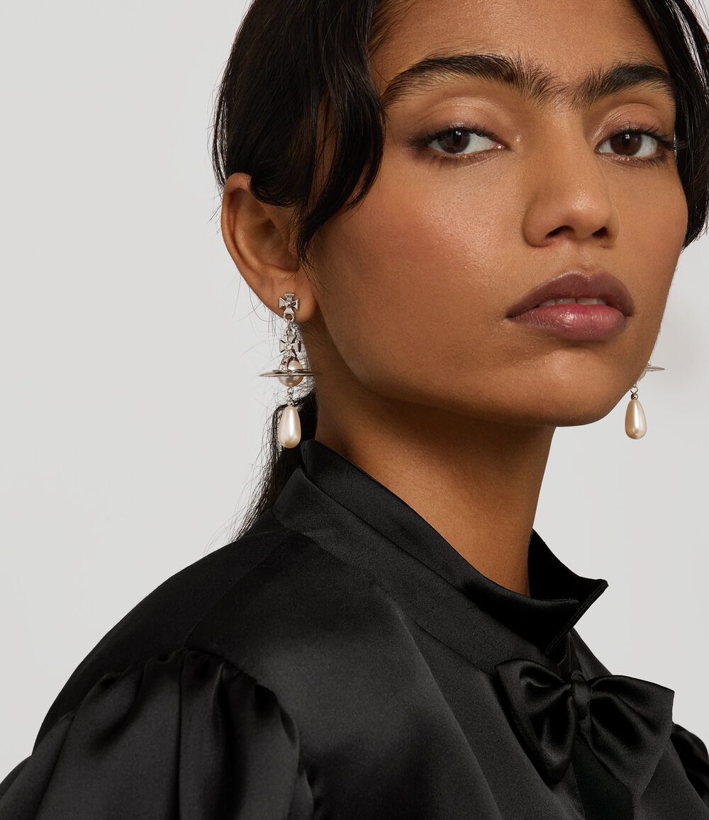 Vivienne Westwood Pearl Drop Earrings in Silver, view 2