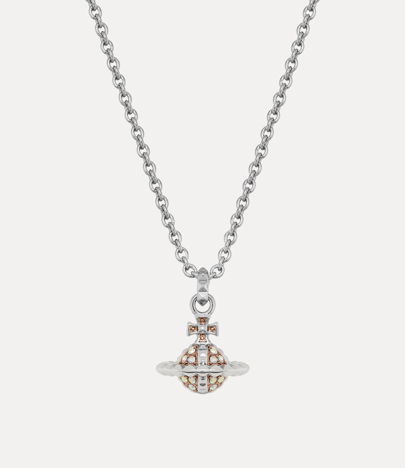 Vivienne Westwood Mayfair Small Orb Pendant Necklace in Rhodium Pink Gold Crystal Ab Crystal