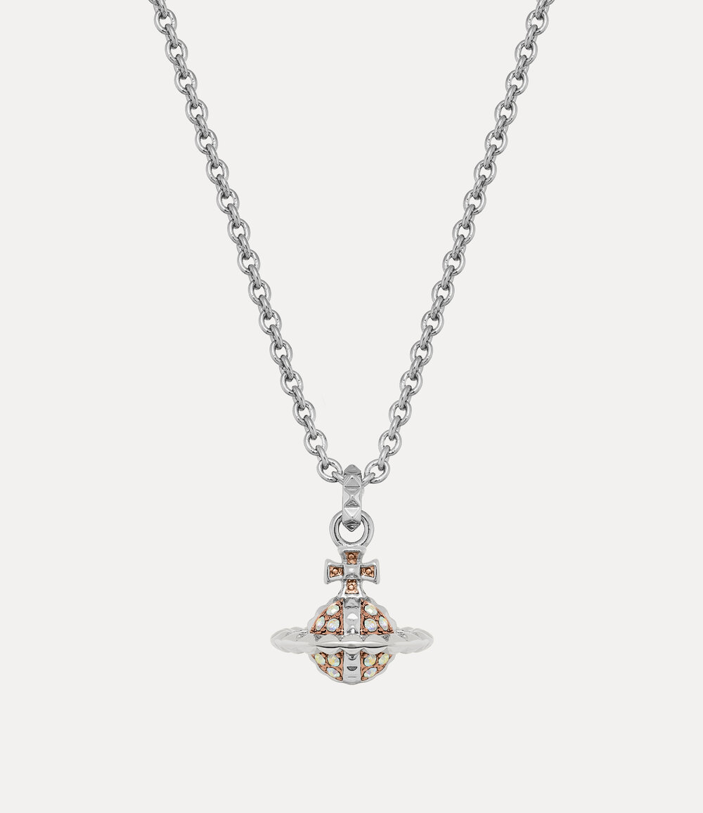 Vivienne Westwood Mayfair Small Orb Pendant Necklace in Rhodium Pink Gold Crystal Ab Crystal