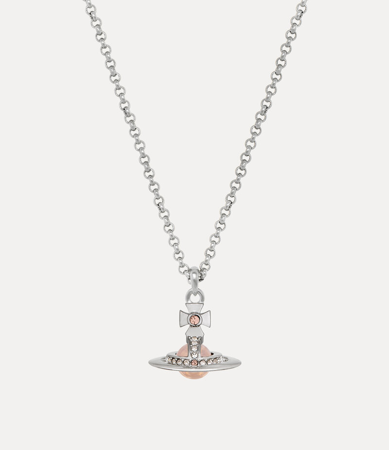 Vivienne Westwood New Petite Orb Pendant Necklace in Platinum Light Peach Light Gold Quartz