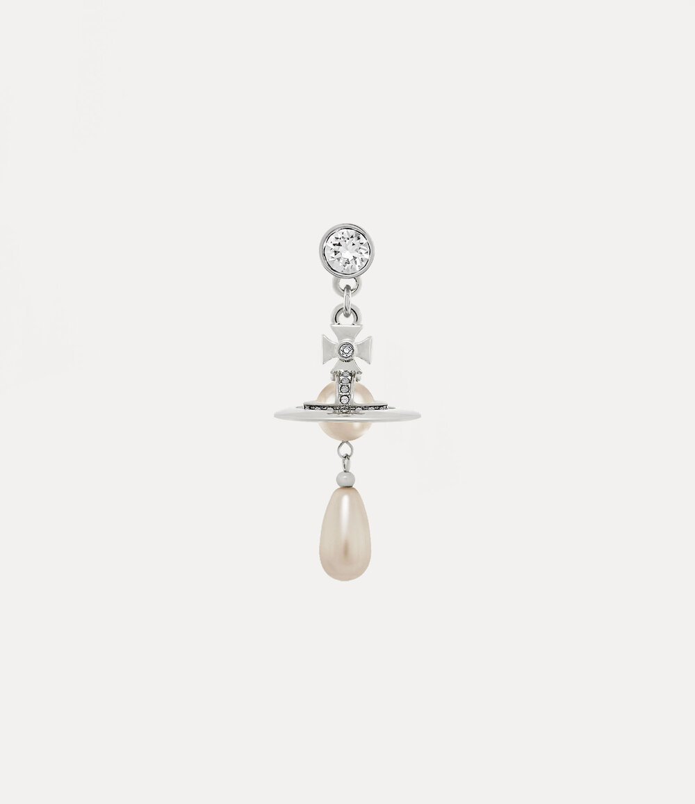 Vivienne Westwood Man. Pearl Drop Single Earring in silver