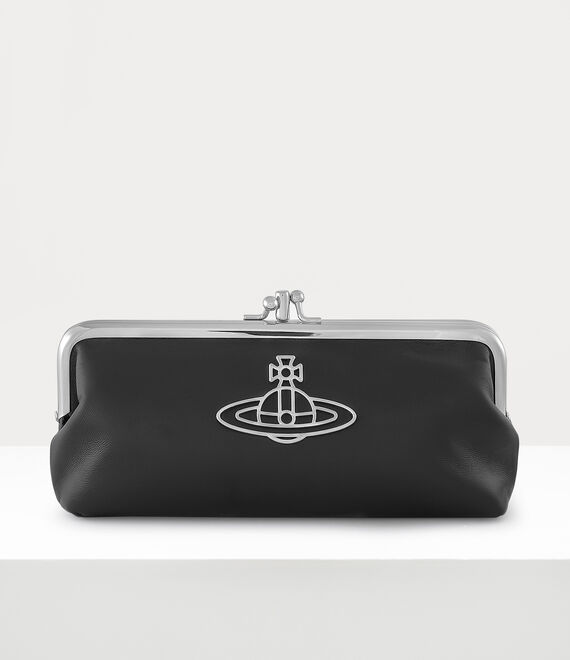 Vivienne Westwood Thin Line Orb Db Frame Purse With Chain In Black