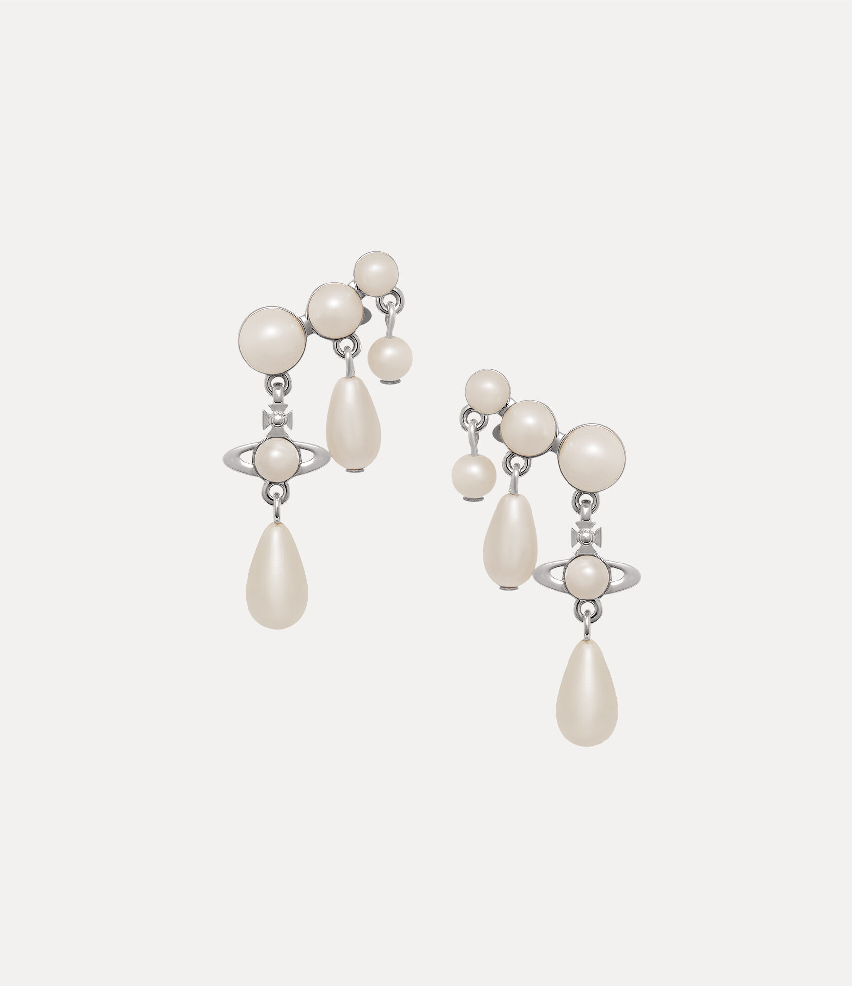 Marybeth Earrings in PLATINUM-CREAMROSE-Pearl | Vivienne Westwood®