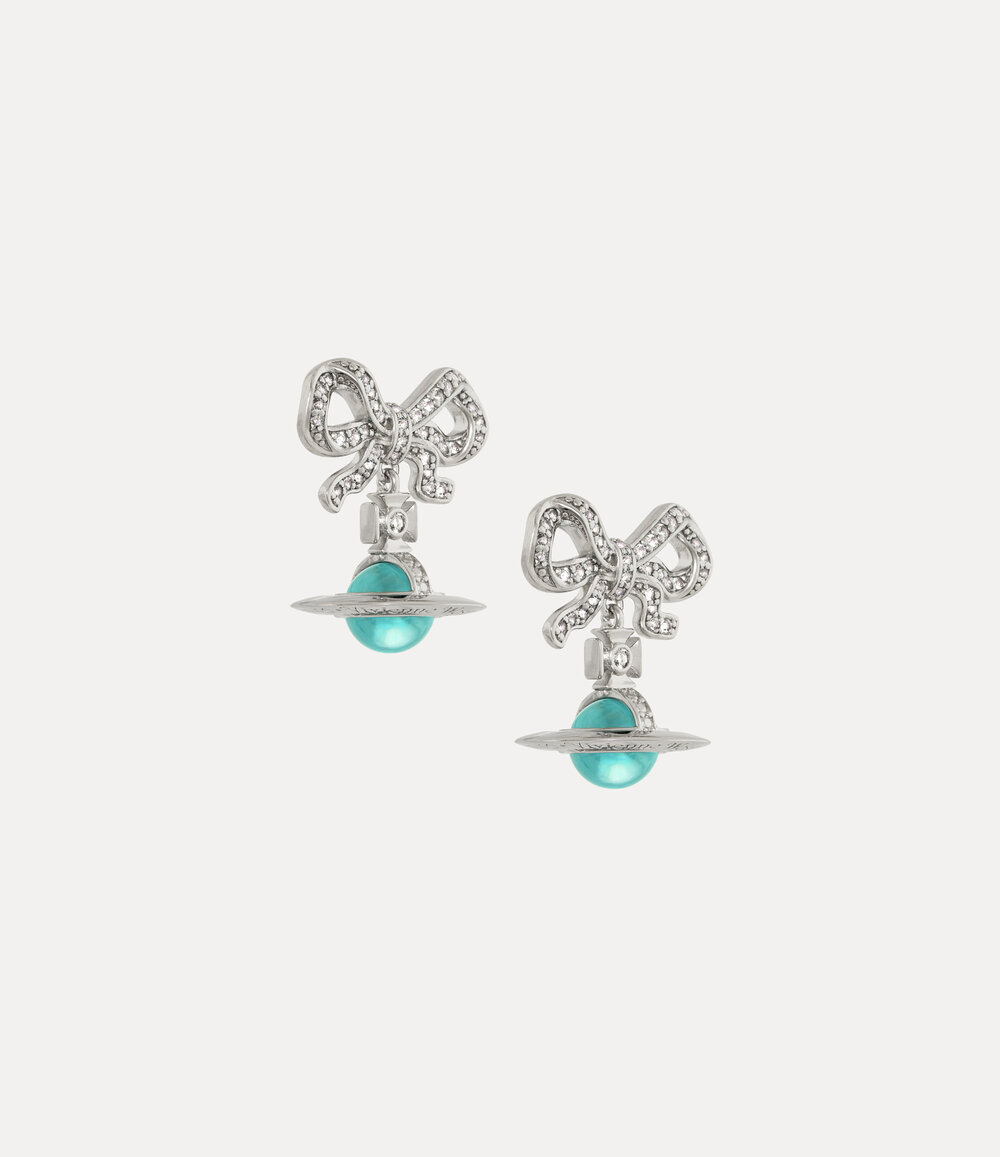 Vivienne Westwood Octavie Earrings in Platinum White Turquoise Cz, view 3