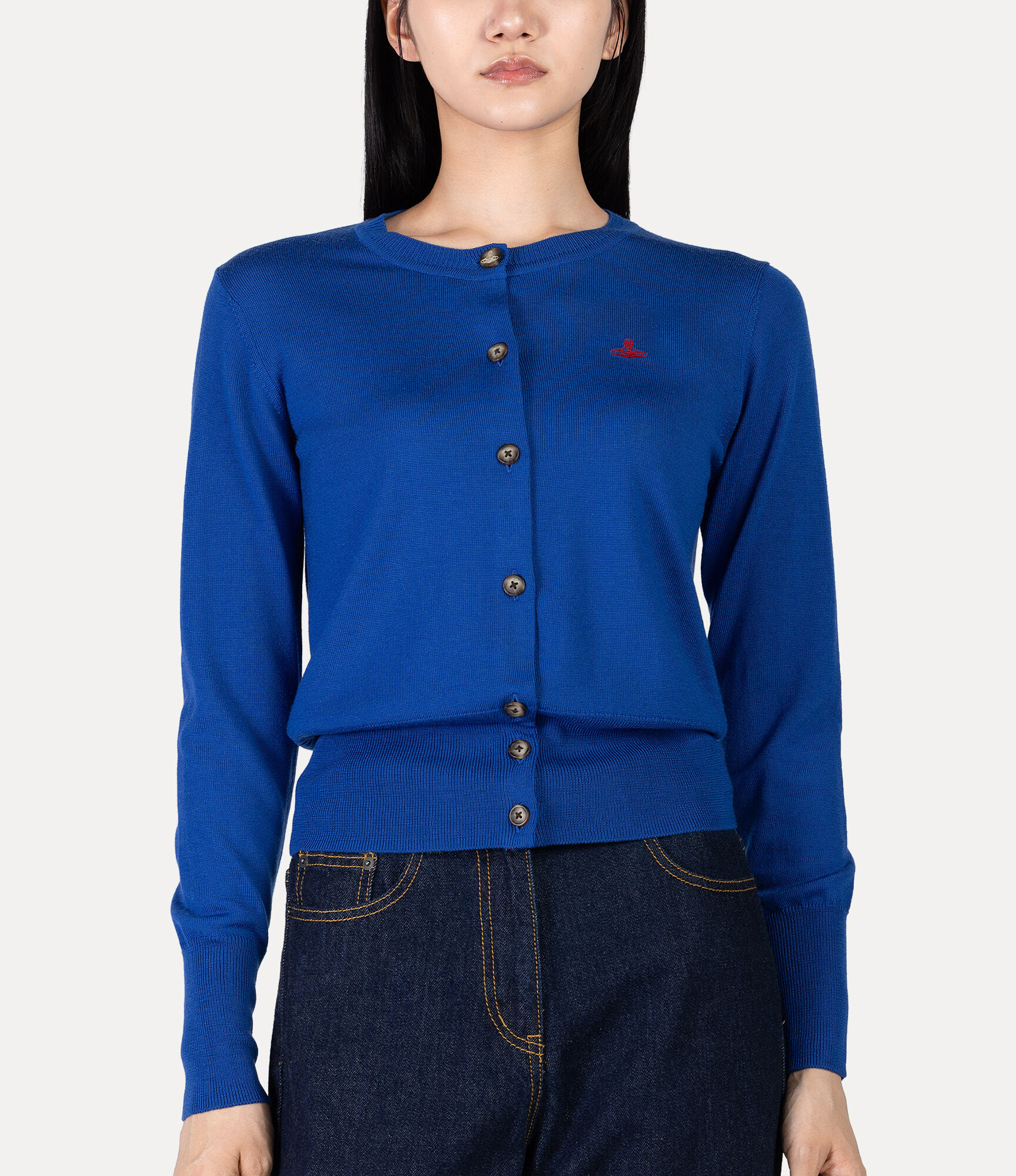 Fine Wool Basic Crew Cardigan  large image number 4